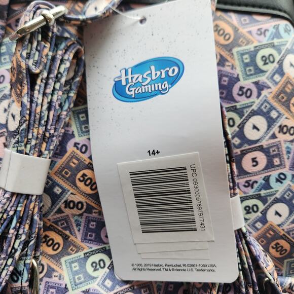 Hasbro Gaming Monopoly Money Mini Backpack Shoulder Bag‎ Casino Purse NWT - Picture 9 of 9